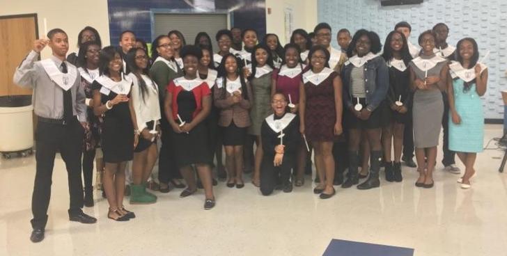 The Hillcrest High School Falcones chapter of the National Honor Society inducts new members (2016).