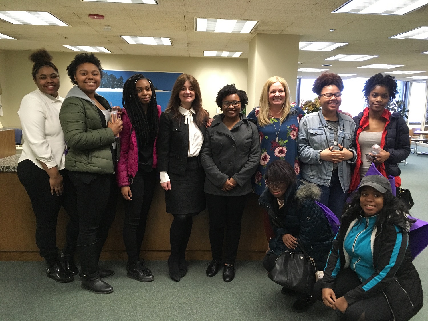 Back Row: Brionne Dade, Amari Anderson, Johnae Hilson Hayes, Judge Susana L. Ortiz, Nailah Brown, Judge Kathleen A Panozzo, Jada Walker, Sydney Varnado.
Front row: Melodie Slaughter, Tatyana Turner