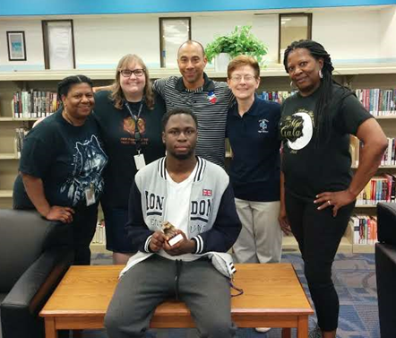 Pictured: Front Center: Timeon Oyeyemi.   Back Row Right to Left:  Hope Smith, 
Kara Williams, Dr. Maurice Young, Lisa Walsh and Sylvia Maxwell.