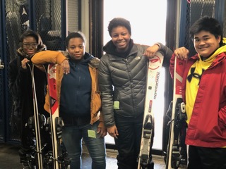 Melodie Slaughter, Tatyana Turner, Danielle Douglas, and Jovencio Daguio in their ski gear!